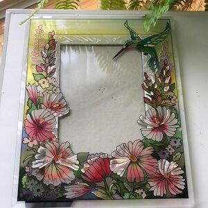 Glass picture frame with flowers 🌸 and bird